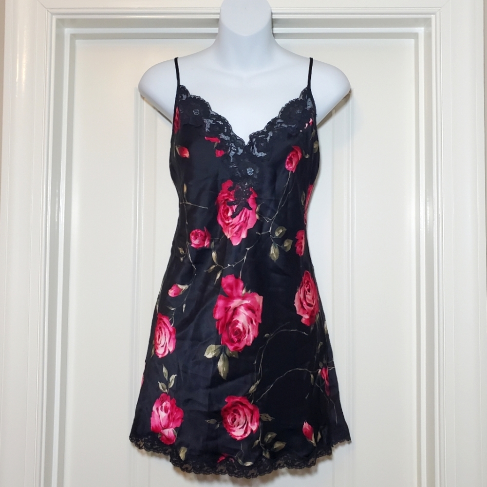 Victoria's Secret silk floral lace chemise